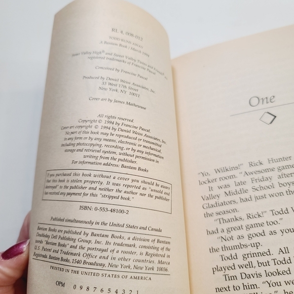 Vintage 1994 Sweet Valley Twins and Friends Todd Runs Away Francine Pascal - Picture 4 of 7